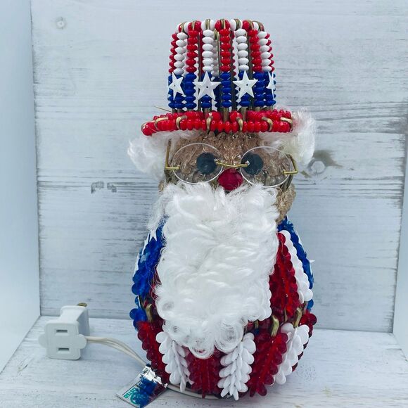 Uncle Sam 4th of July Patriotic Hand Crafted Safety Pin Stars & Stripes Light-Up - Picture 1 of 10